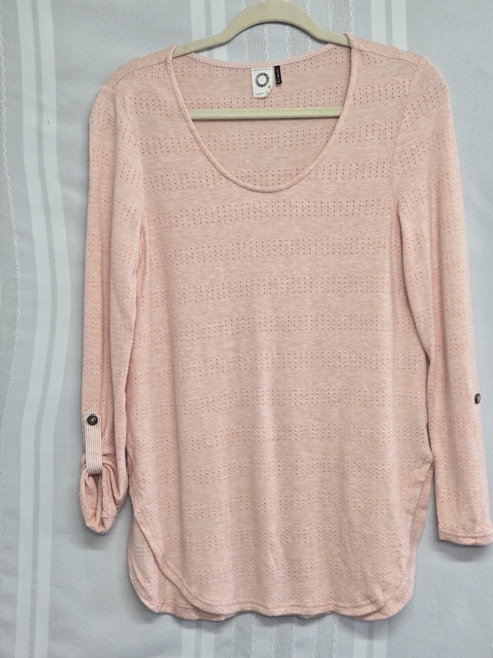 Anthropologie Akemi Kin Womens Roll Tab Sleeve Scoop neck pullover Sweater Sz XS